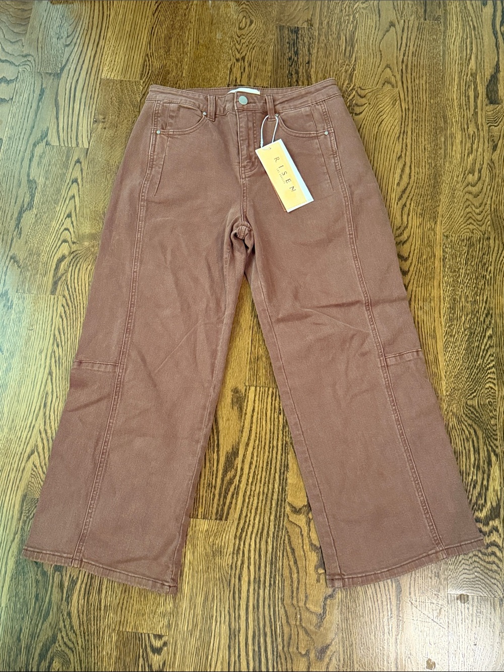 Risen washed plum Wide-Leg Painter Pants with Front Seams 7/28 - Picture 7 of 14